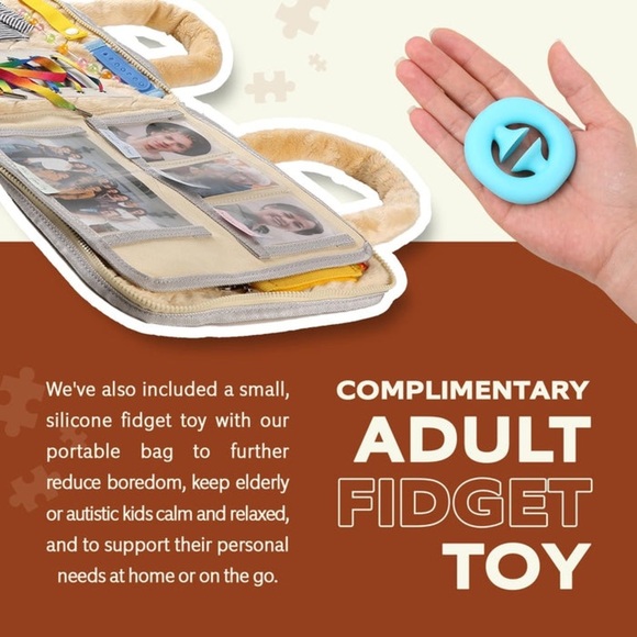 Sensory Fidget Blanket - Beige and Blue - Picture 6 of 14